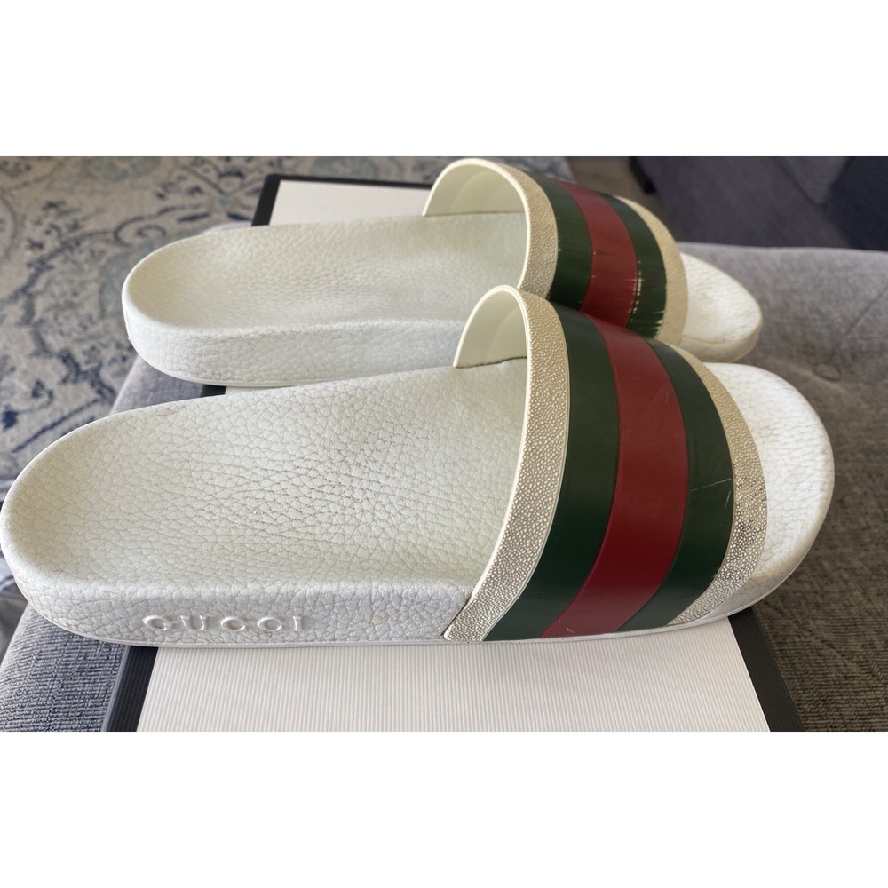 Gucci Men's Rubber Slide Sandal - White Rubber, US 11 Original Box - Picture 4 of 12